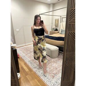 Giorgio Fiorlini Collection Brown Tan Floral Wrap Skirt Size 8 Linen Blend